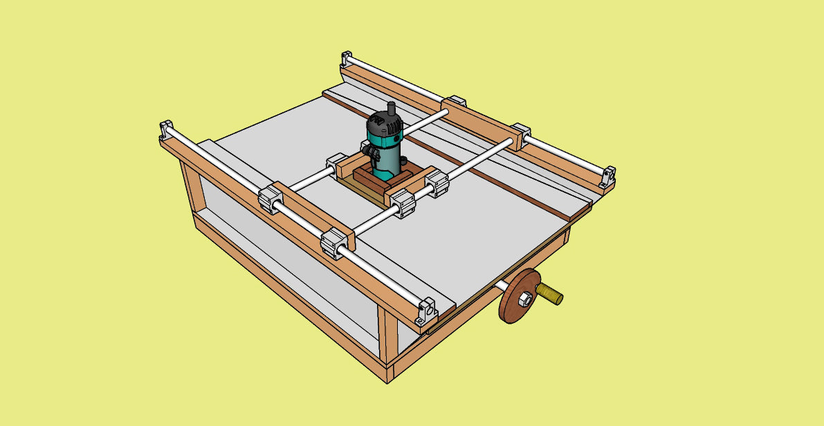 Projeto para aplainar madeira usando tupia - sistema com rolamento linear pillow block
