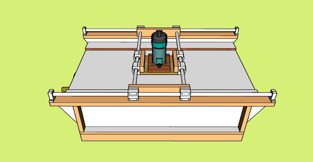 Projeto para aplainar madeira usando tupia - sistema com rolamento linear pillow block