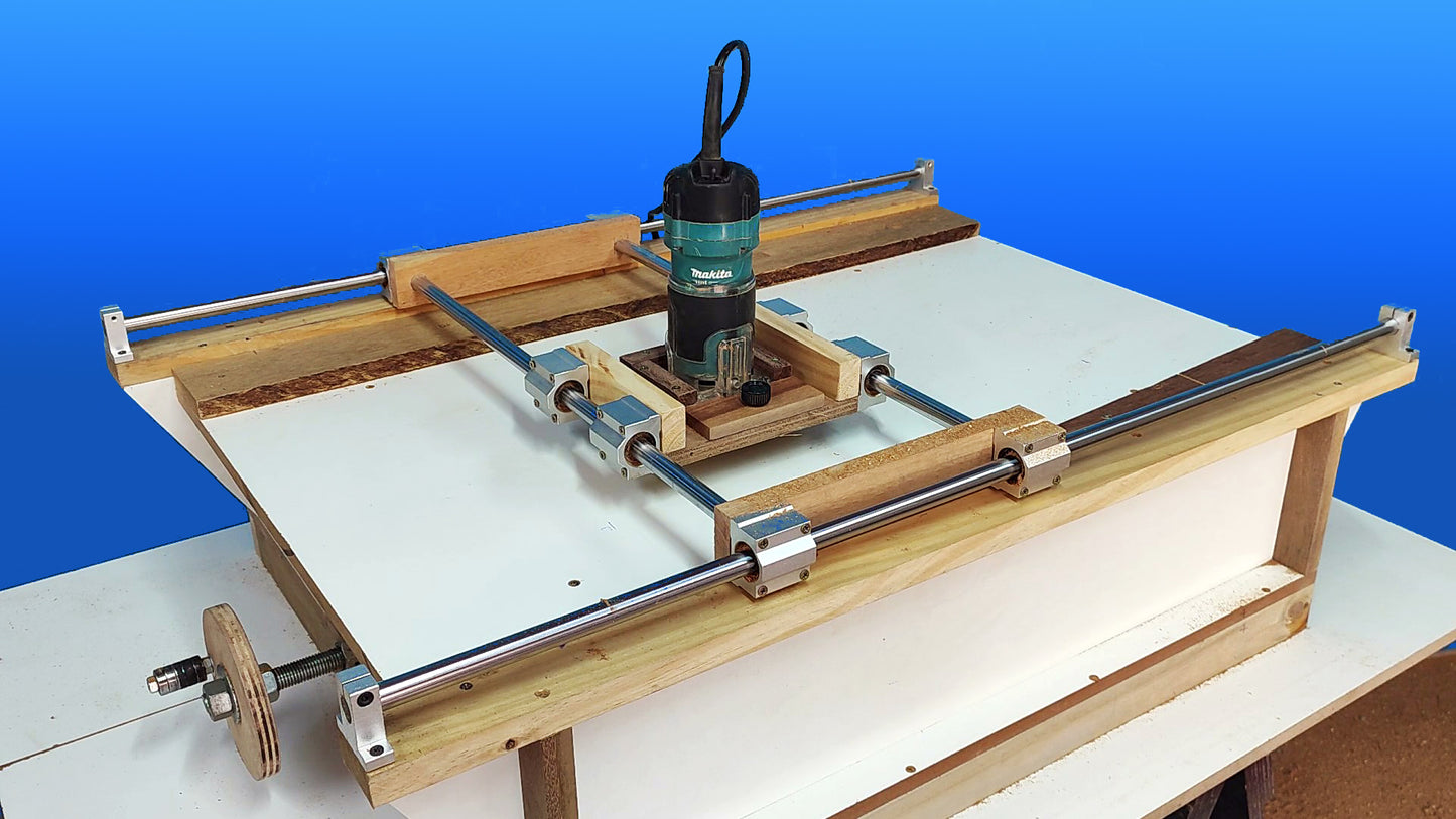 Projeto para aplainar madeira usando tupia - sistema com rolamento linear pillow block