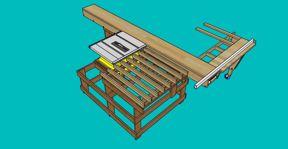 Projeto de esquadrejadeira para chapa inteira com serra de bancada