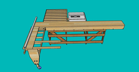 Projeto de esquadrejadeira para chapa inteira com serra de bancada